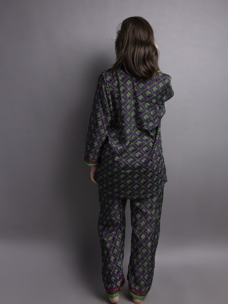 Pigiama in Sari SM - viola e verde
