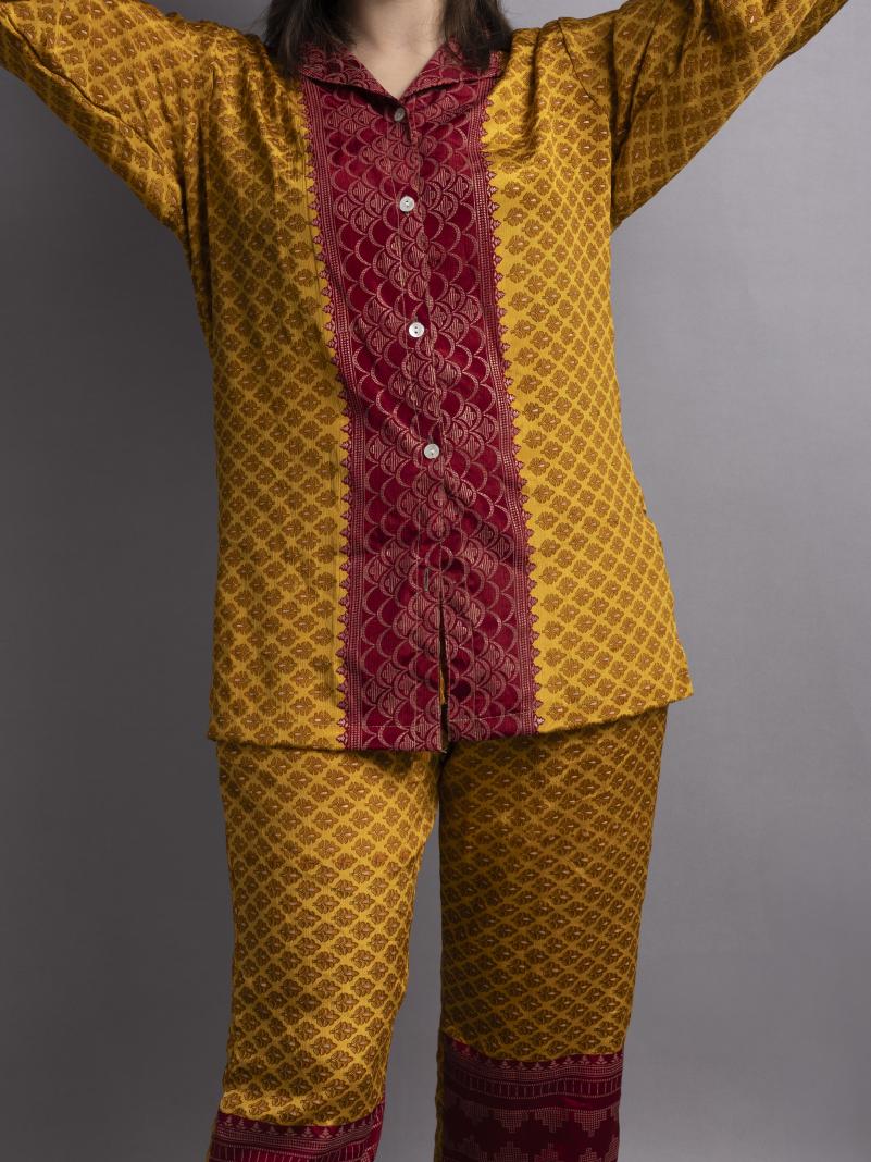 Pigiama in Sari SM - giallo e rosso