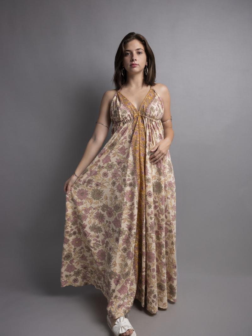 Abito etnico lungo beige – Delhi