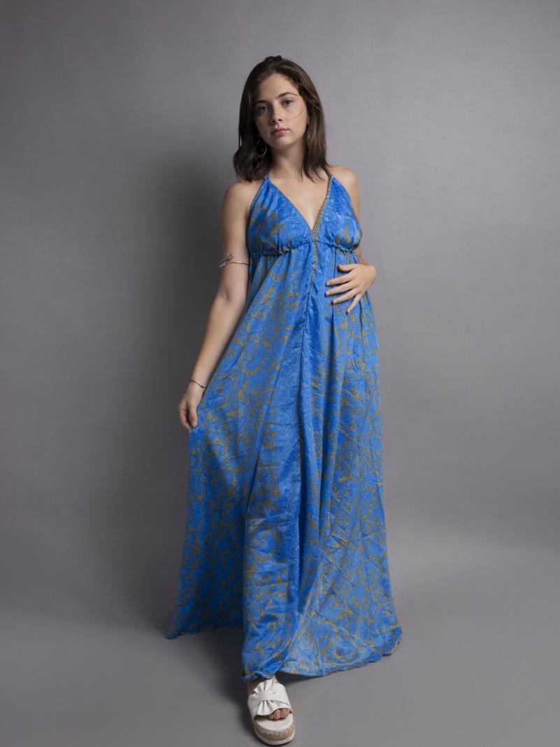 Abito etnico lungo azzurro – Delhi