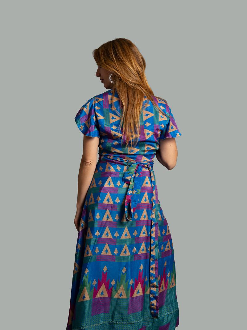 Wrap top e Gonna a Portafoglio blu - Manali