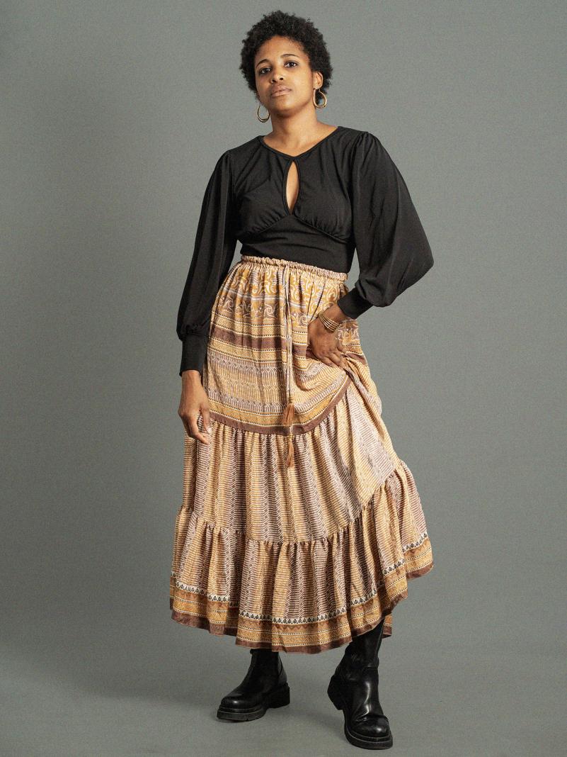 Gonna lunga beige e marrone - Bikaner