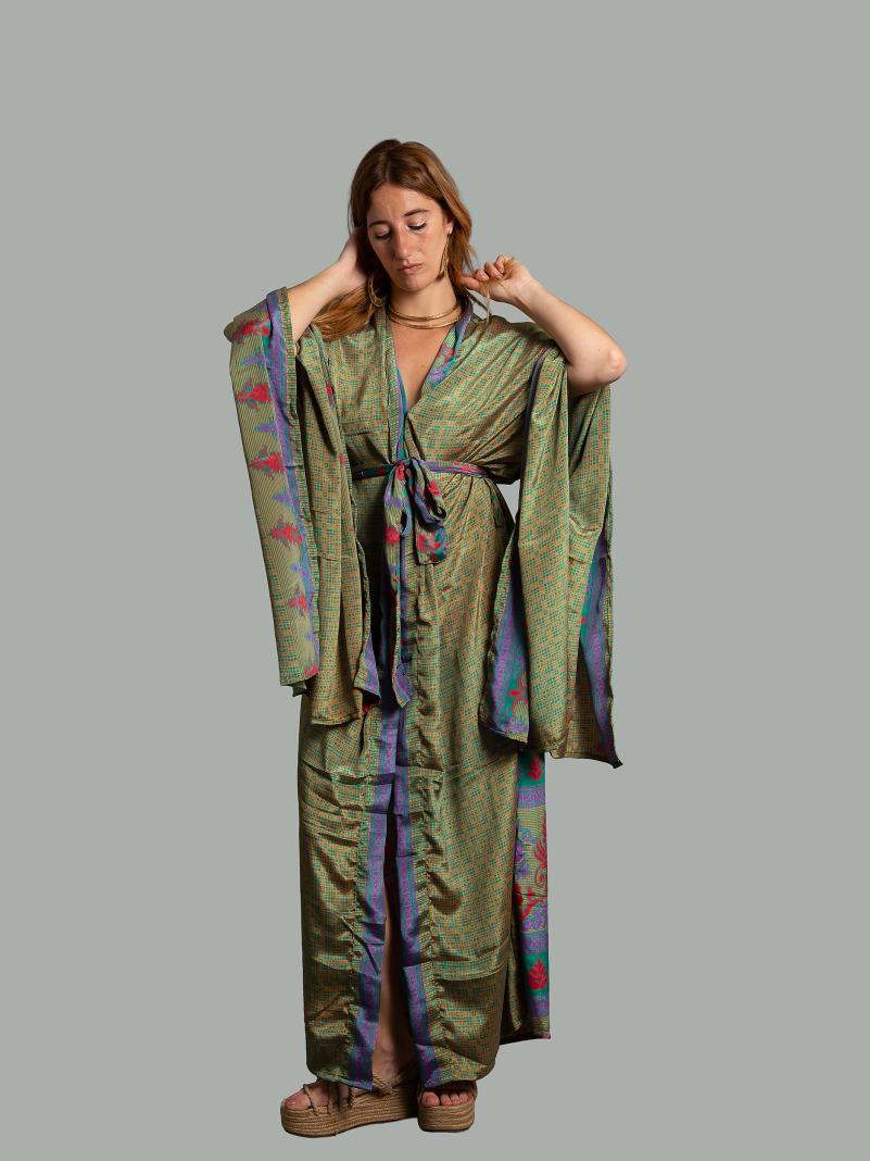 Kimono Manica Larga giallo e verde - Surat
