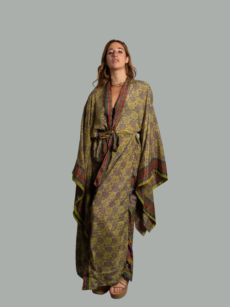 Kimono Manica Larga giallo e viola - Surat