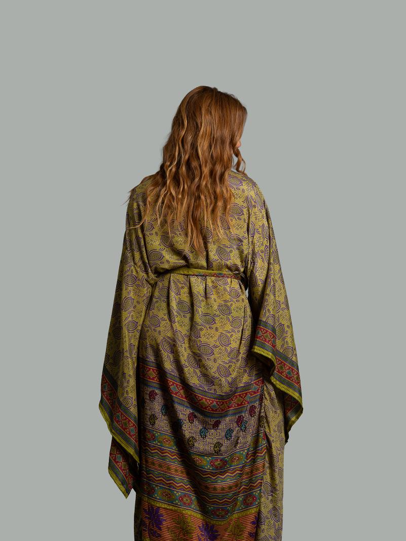 Kimono Manica Larga giallo e viola - Surat