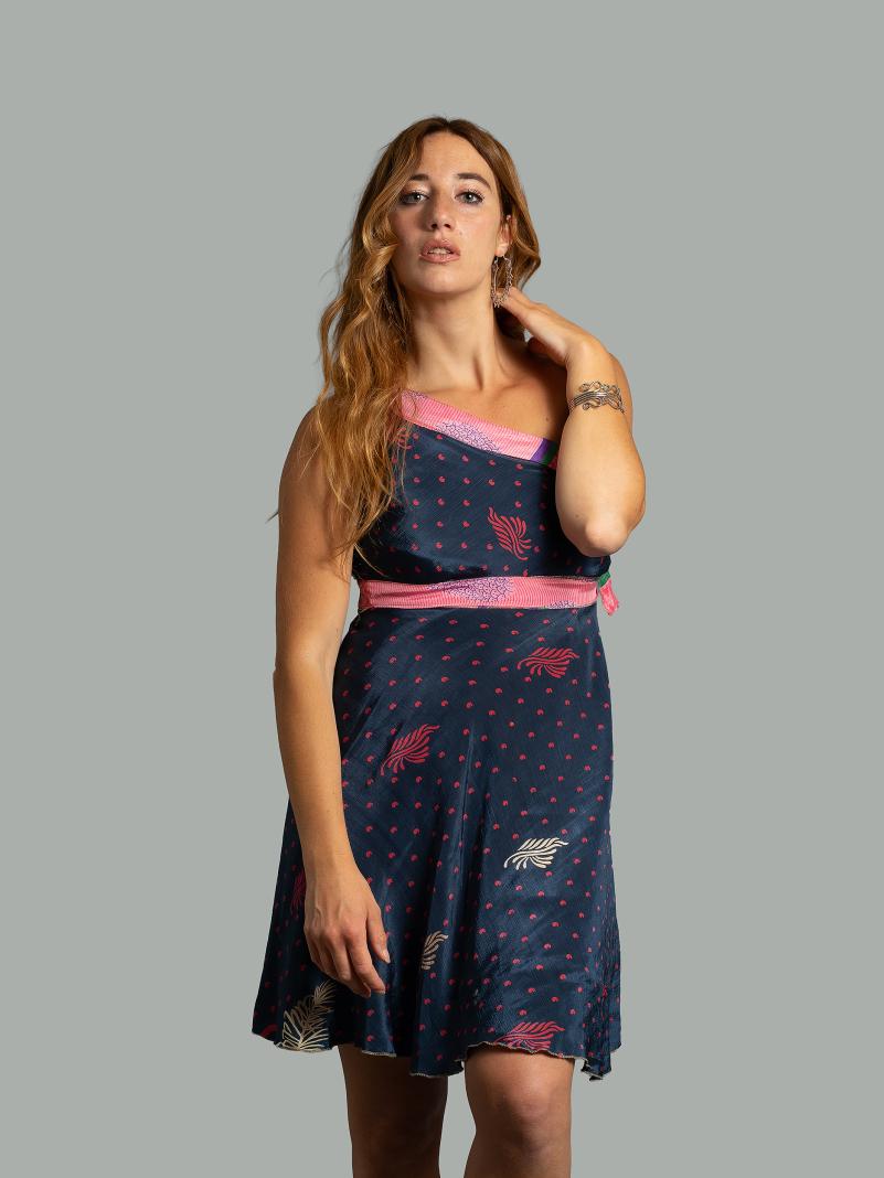 Mini Gonna etnica a portafoglio rosa e blu – Shiva