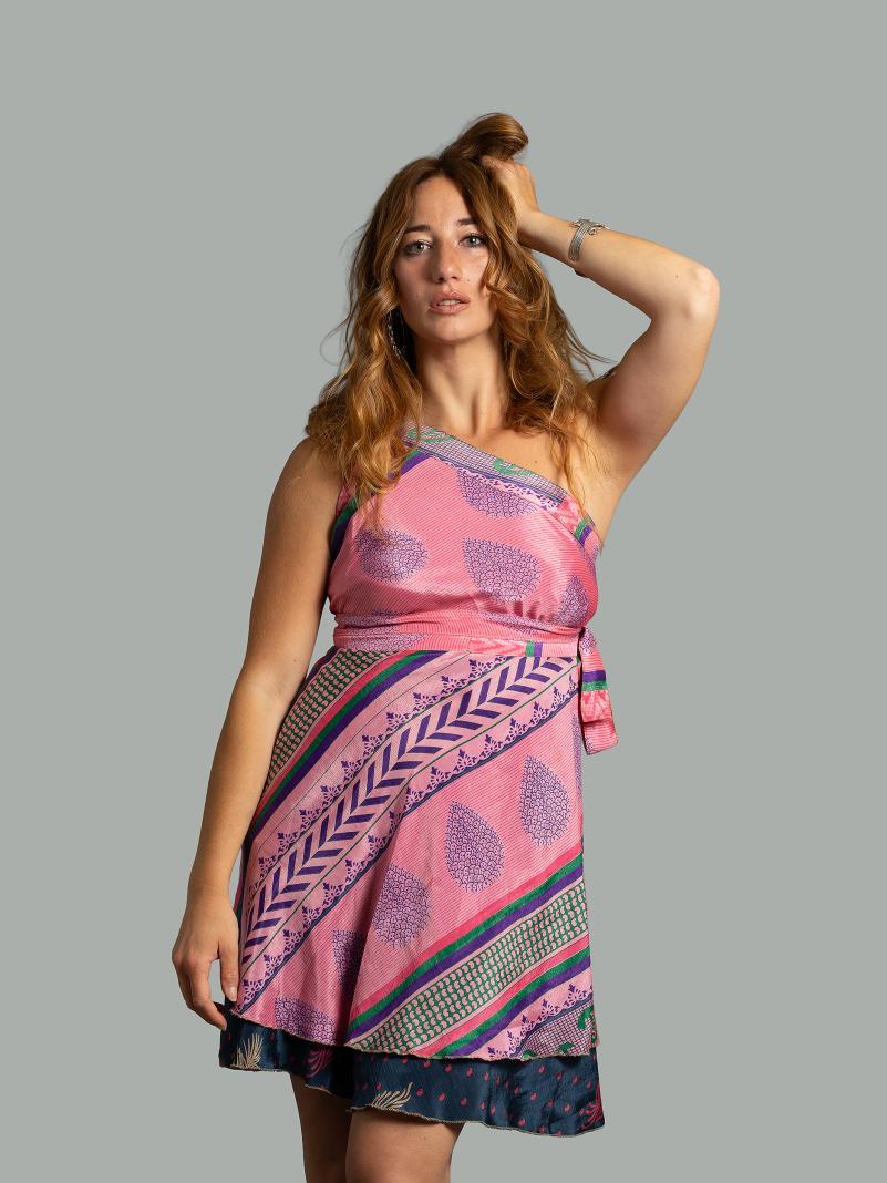 Mini Gonna etnica a portafoglio rosa e blu – Shiva