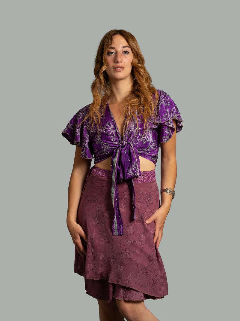 Mini Gonna etnica a portafoglio viola – Shiva
