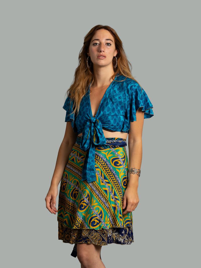 Mini Gonna etnica a portafoglio blu – Shiva