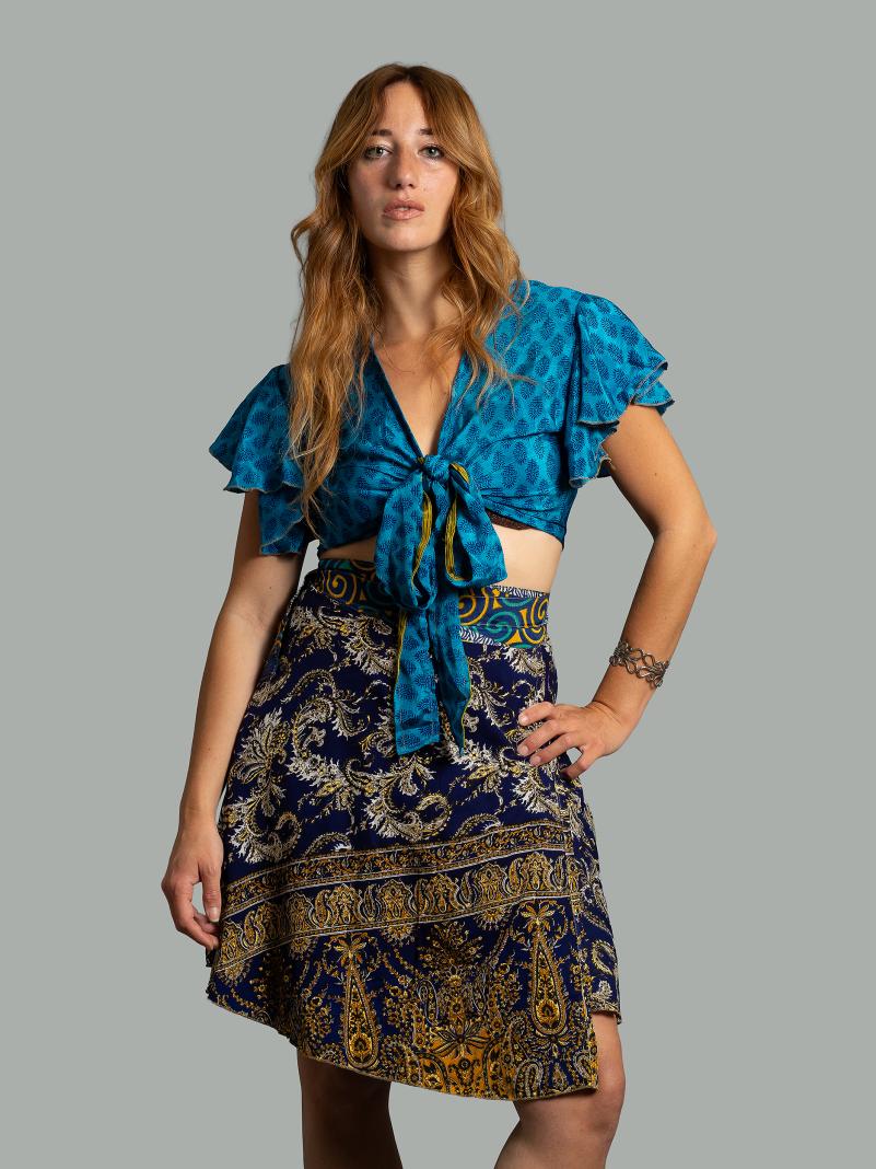 Mini Gonna etnica a portafoglio blu – Shiva