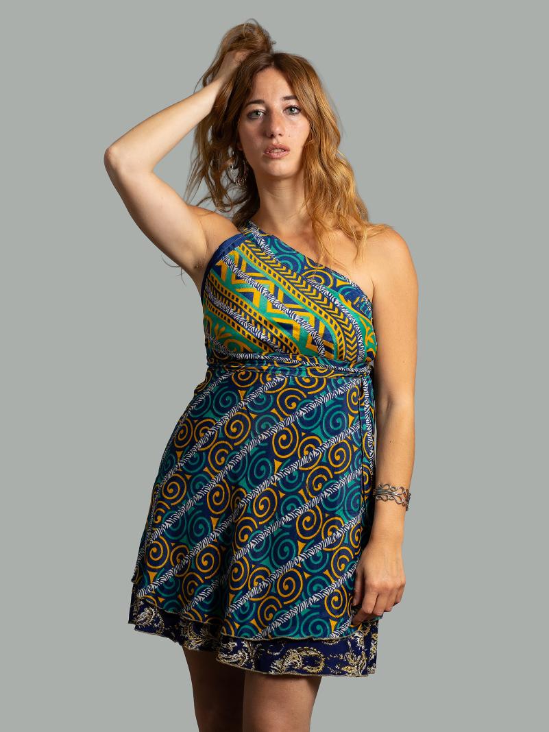 Mini Gonna etnica a portafoglio blu – Shiva
