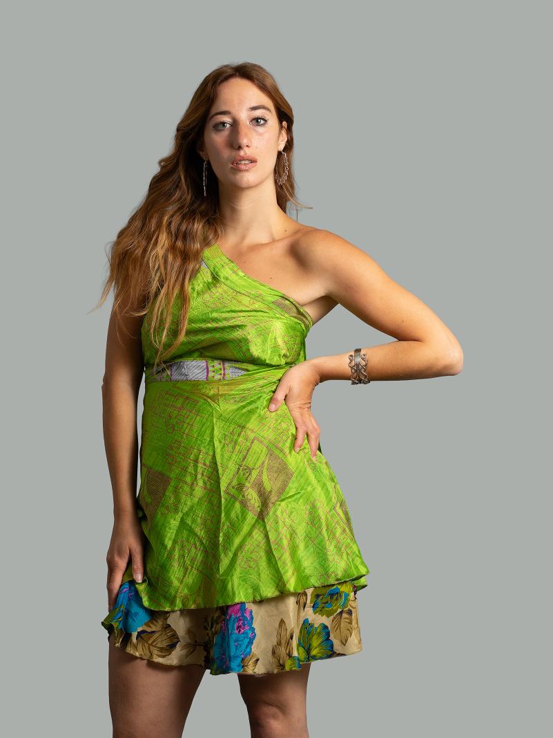 Mini Gonna etnica a portafoglio verde – Shiva