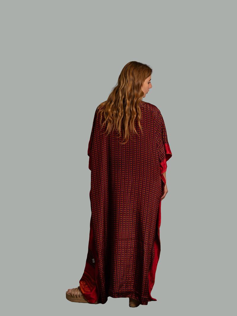 Caftano Lungo blu e rosso
