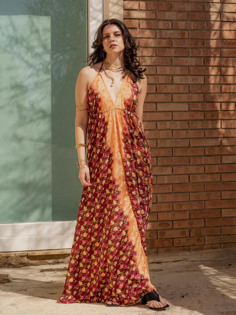 Abito etnico lungo amaranto – Delhi