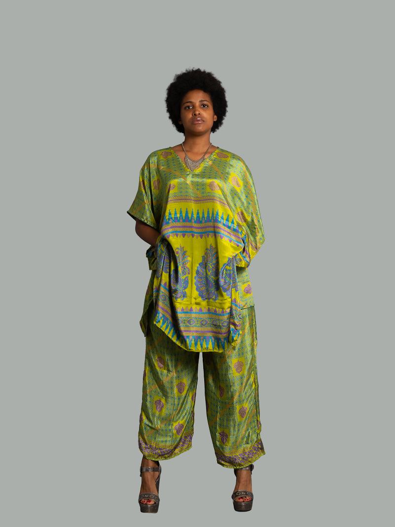 Caftano e pantalone lime - Jaisalmer