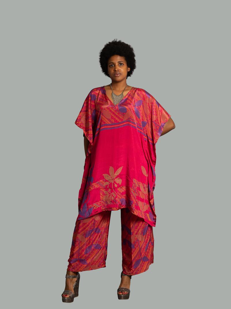 Caftano e pantalone corallo - Jaisalmer