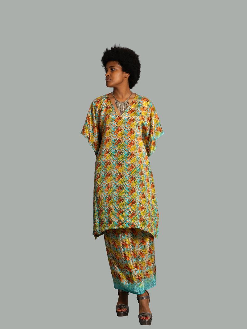 Caftano e pantalone multicolor - Jaisalmer