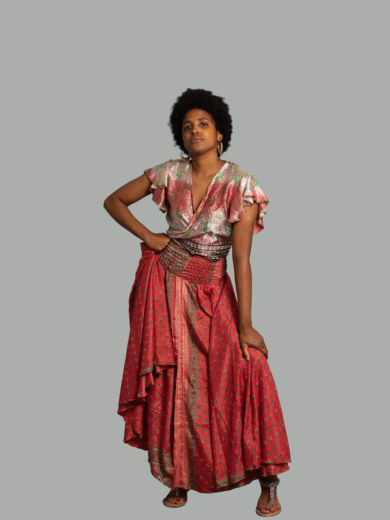 Gonna etnica corallo – Calcutta