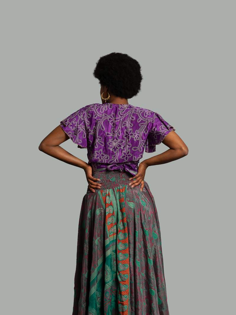 Gonna etnica viola e verde – Calcutta