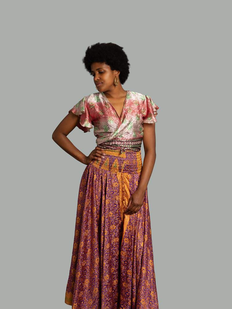 Gonna etnica arancione e viola – Calcutta