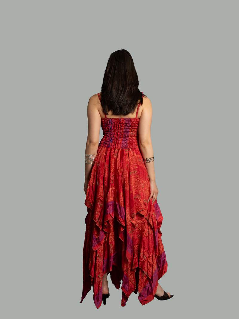 Abito etnico con elastico e spalline rosso – Mumbai