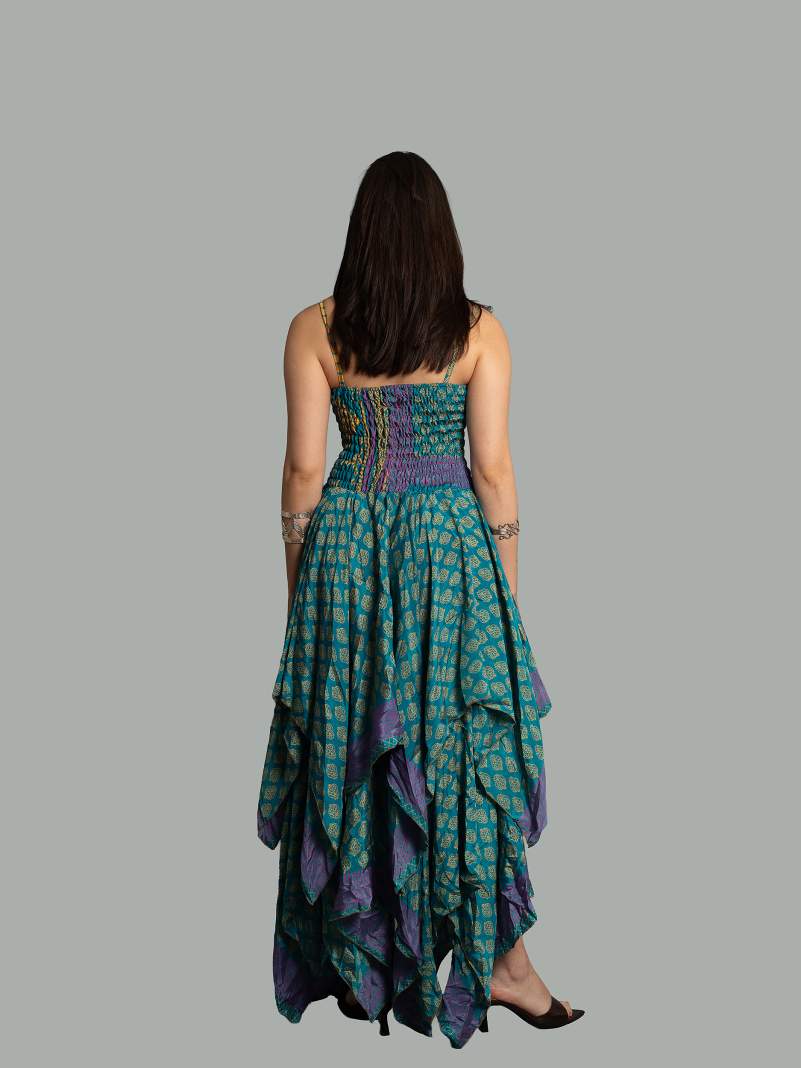 Abito etnico con elastico e spalline azzurro – Mumbai