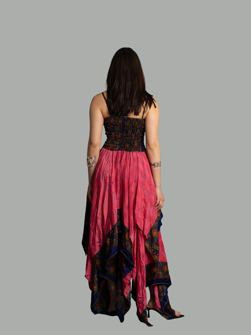 Abito etnico con elastico e spalline rosa – Mumbai