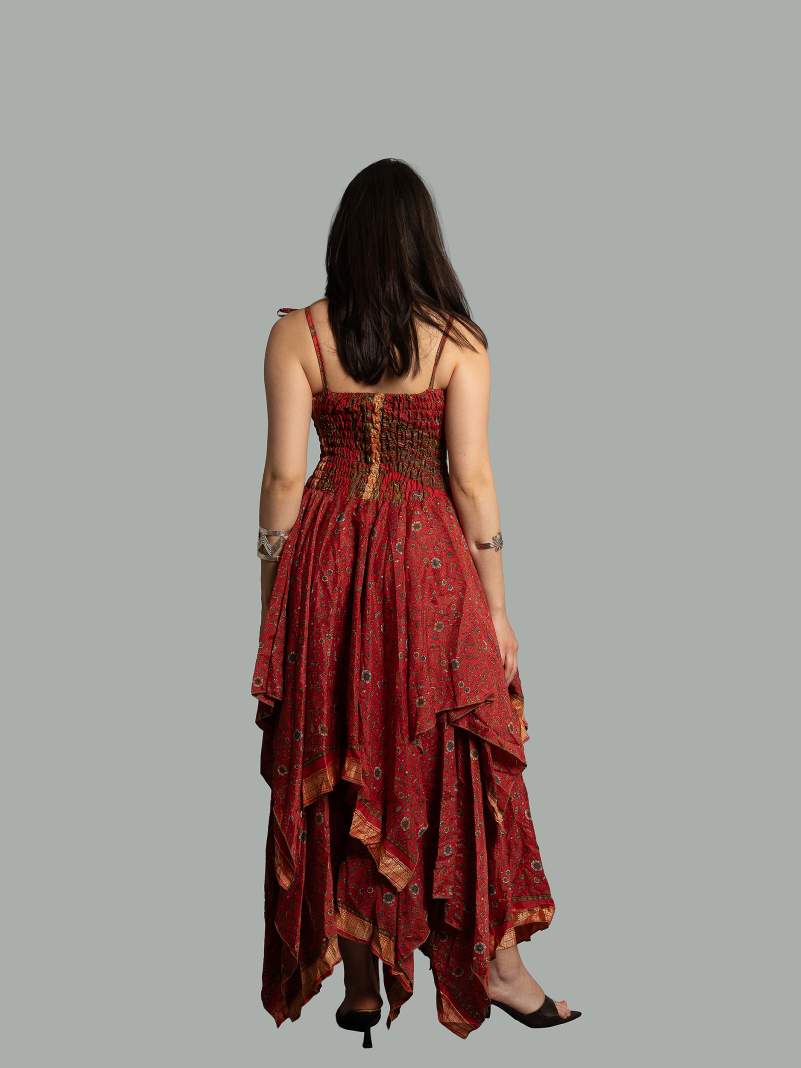 Abito etnico con elastico e spalline rosso – Mumbai