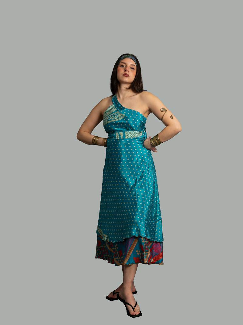 Gonna etnica lunga a portafoglio azzurro – India