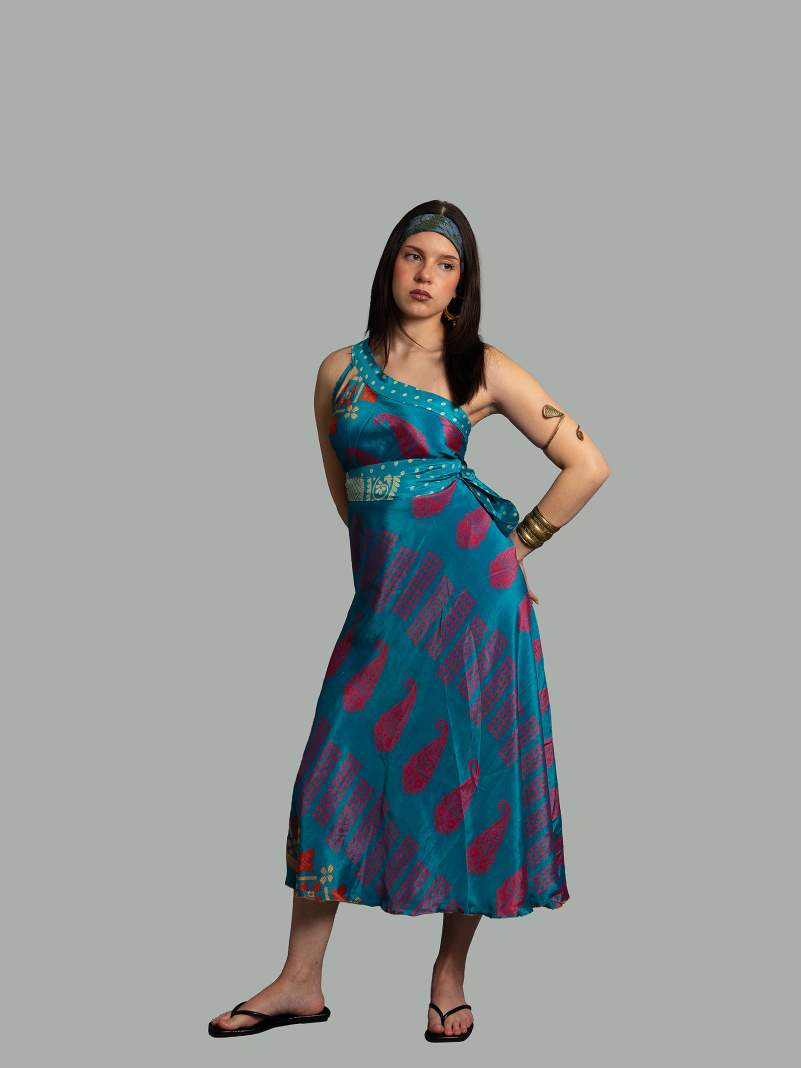 Gonna etnica lunga a portafoglio azzurro – India