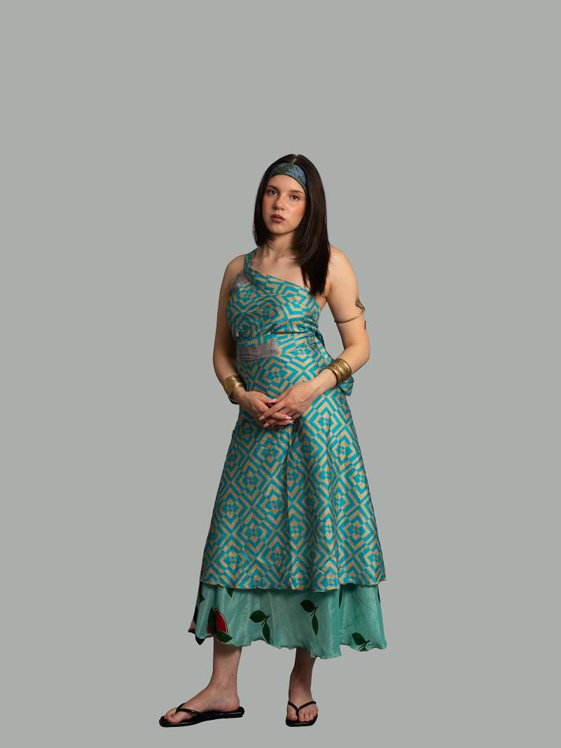 Gonna etnica lunga a portafoglio foglie – India