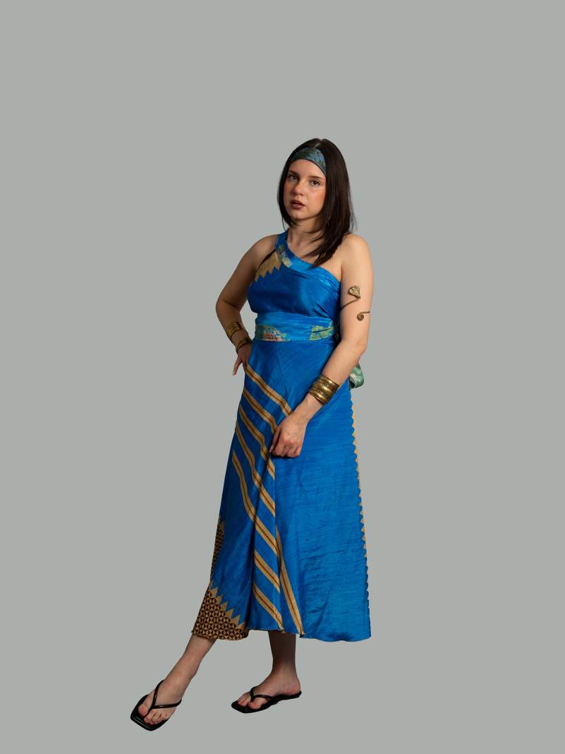 Gonna etnica lunga a portafoglio blu – India