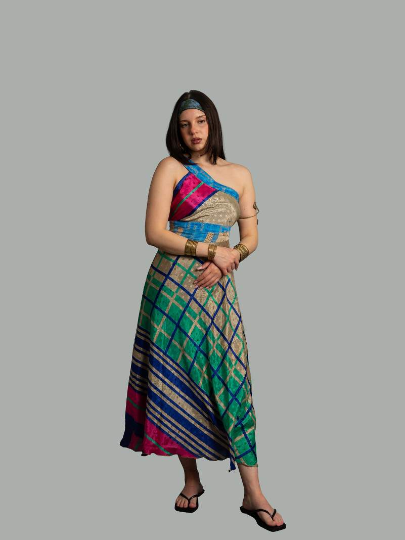 Gonna etnica lunga a portafoglio azzurro – India
