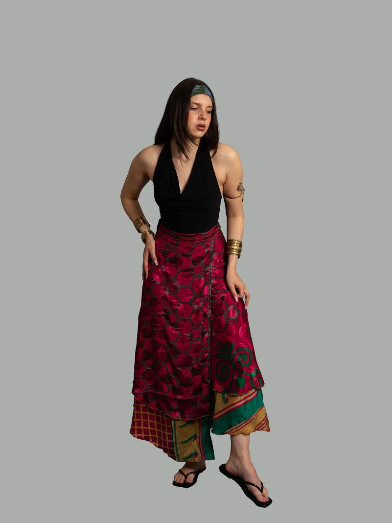 Gonna etnica lunga a portafoglio geometrie – India