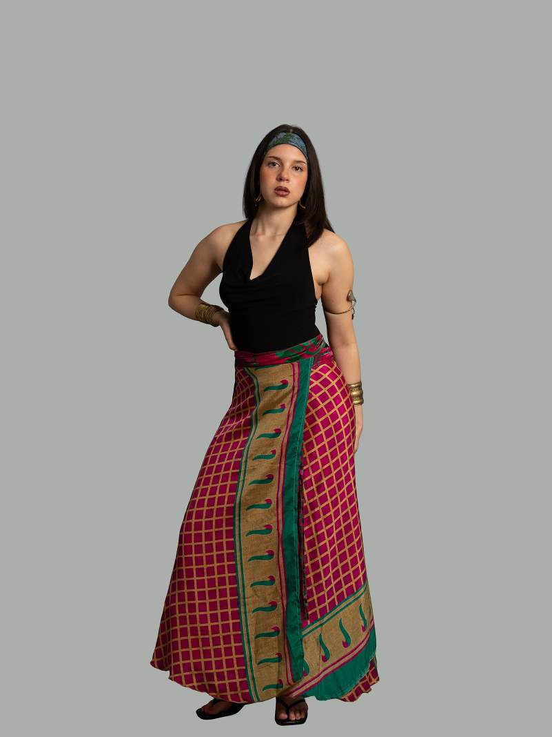 Gonna etnica lunga a portafoglio geometrie – India
