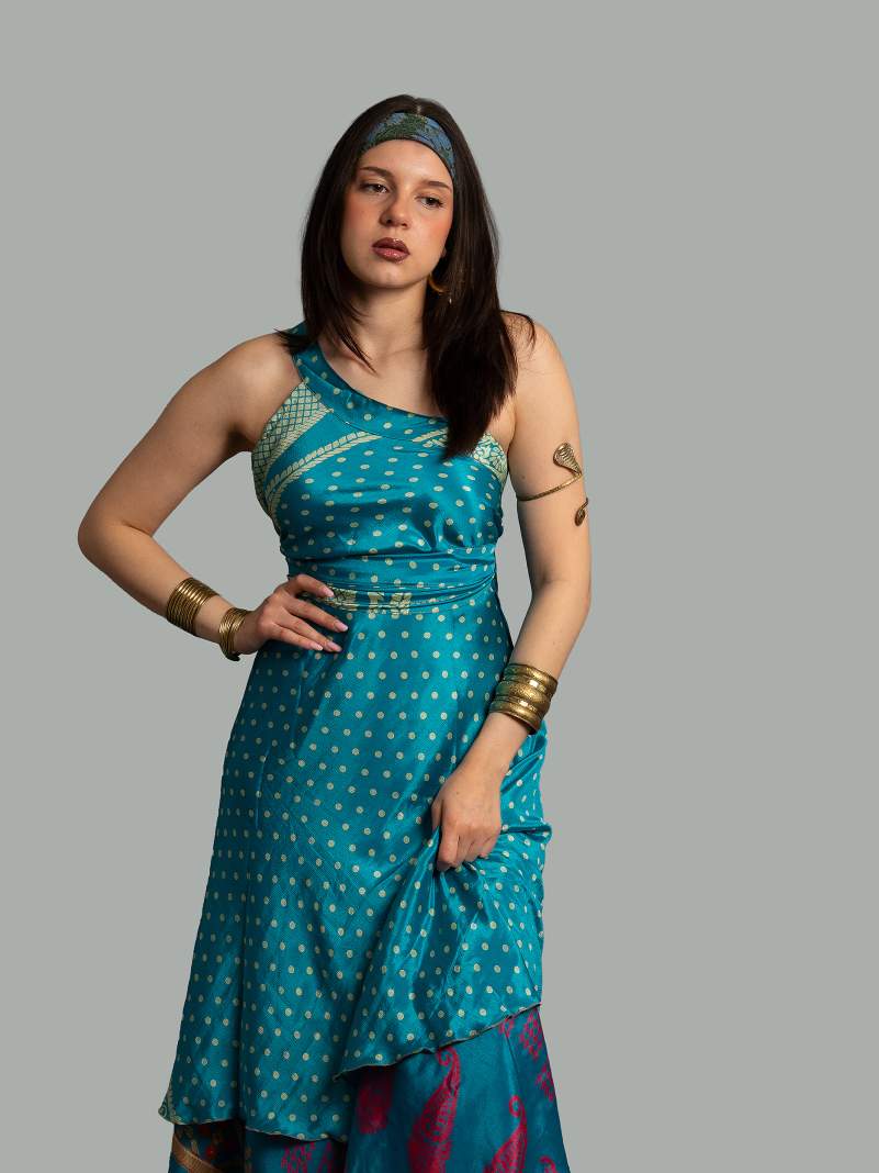 Gonna etnica lunga a portafoglio azzurro – India