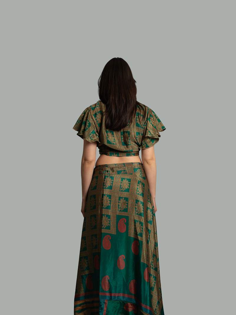 Wrap top e Gonna a Portafoglio verde - Manali