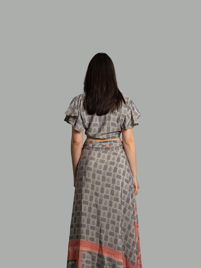 Wrap top e Gonna a Portafoglio grigio - Manali