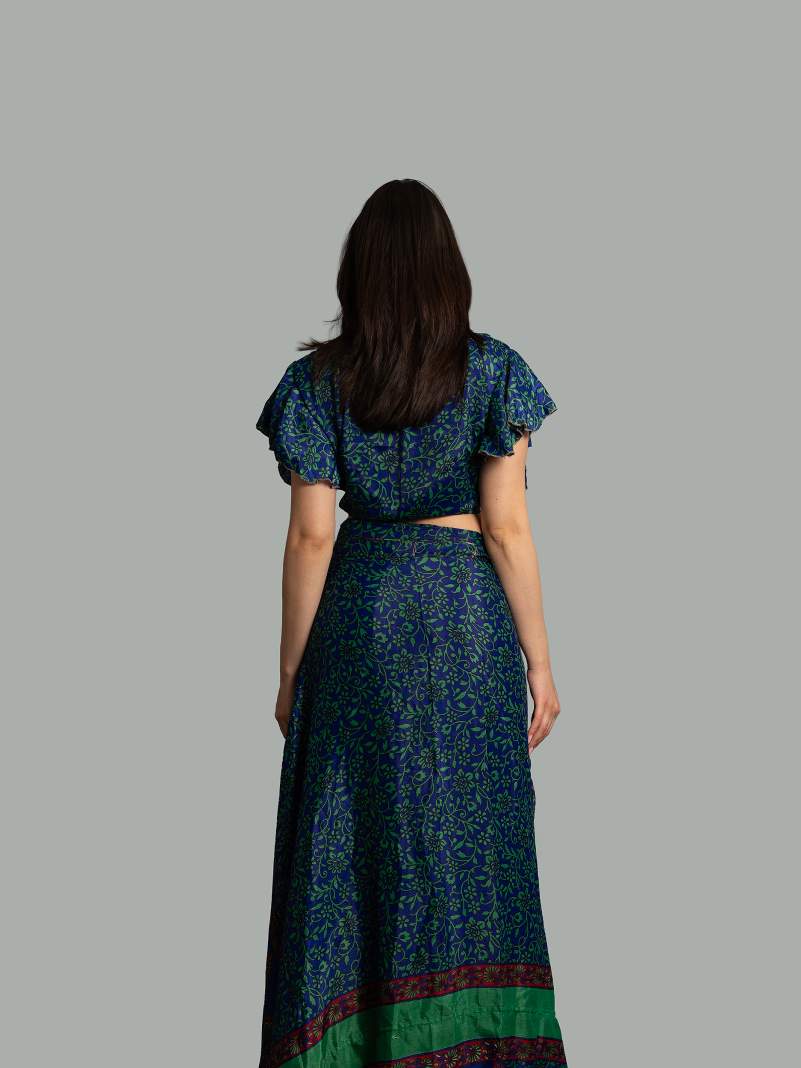 Wrap top e Gonna a Portafoglio blu - Manali