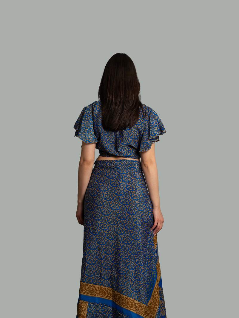 Wrap top e Gonna a Portafoglio blu - Manali