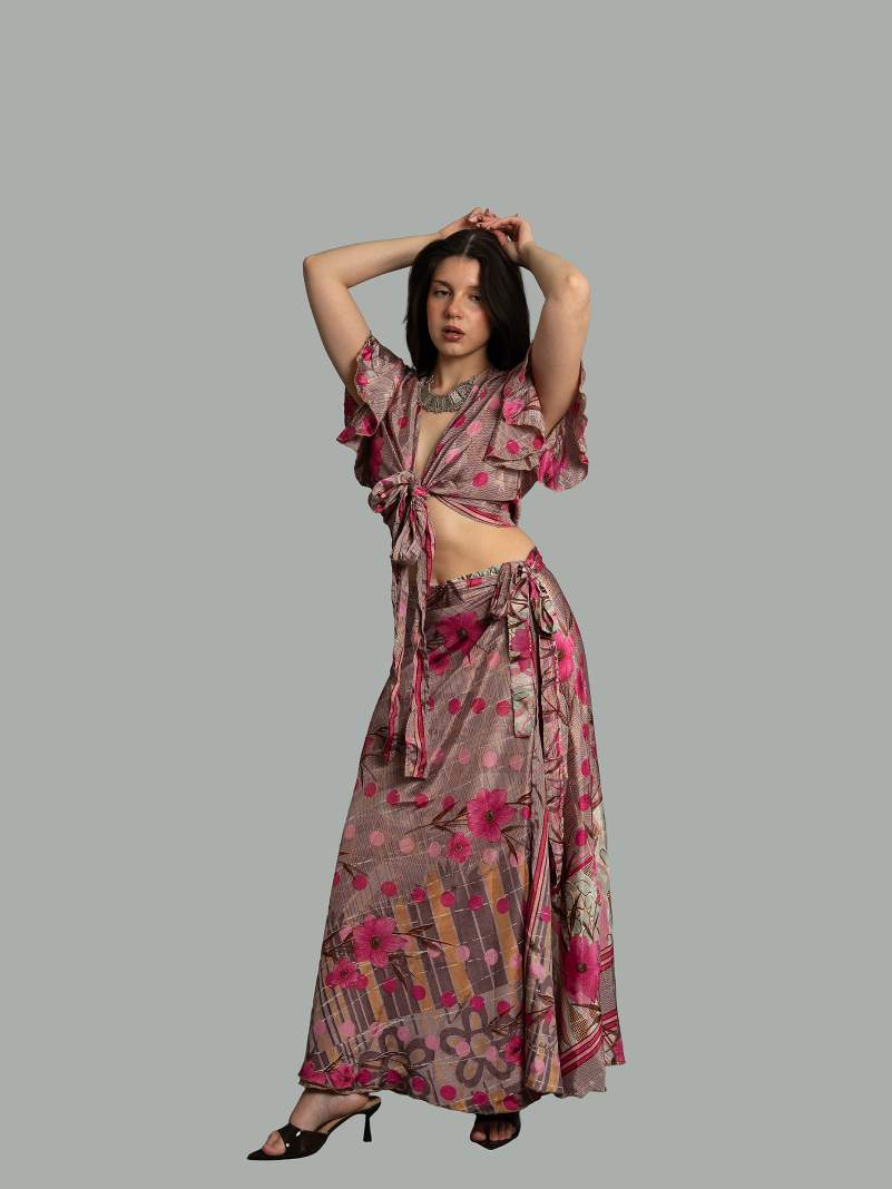 Wrap top e Gonna a Portafoglio fiori - Manali