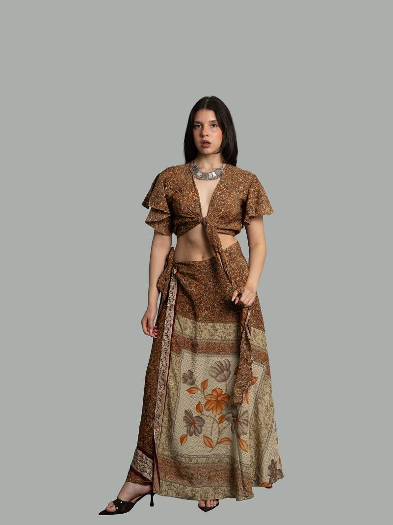 Wrap top e Gonna a Portafoglio fiori - Manali