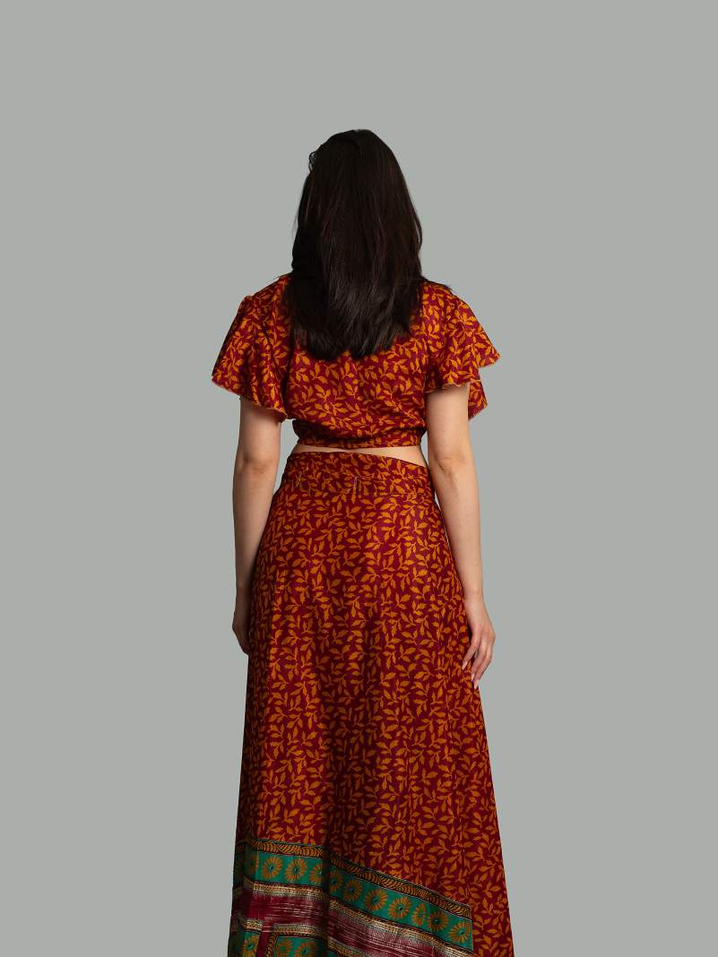Wrap top e Gonna a Portafoglio rosso - Manali