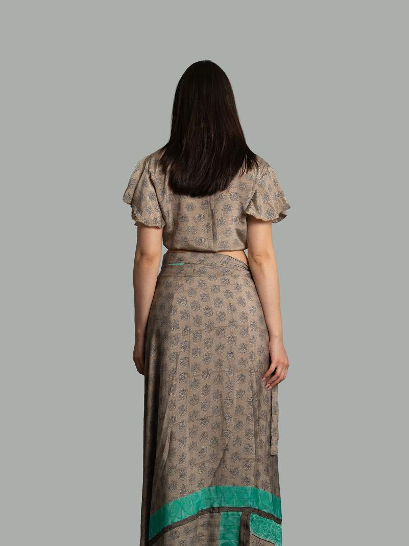 Wrap top e Gonna a Portafoglio beige - Manali