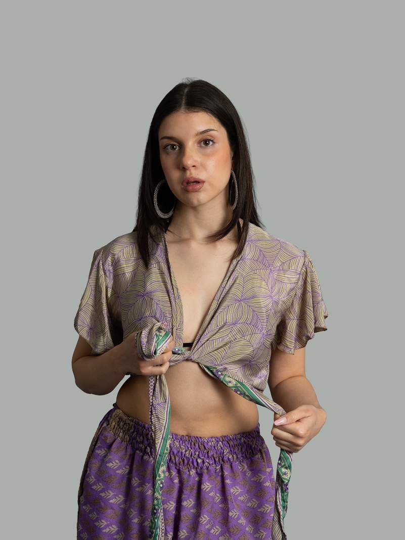Wrap Top verde e viola – Bengala