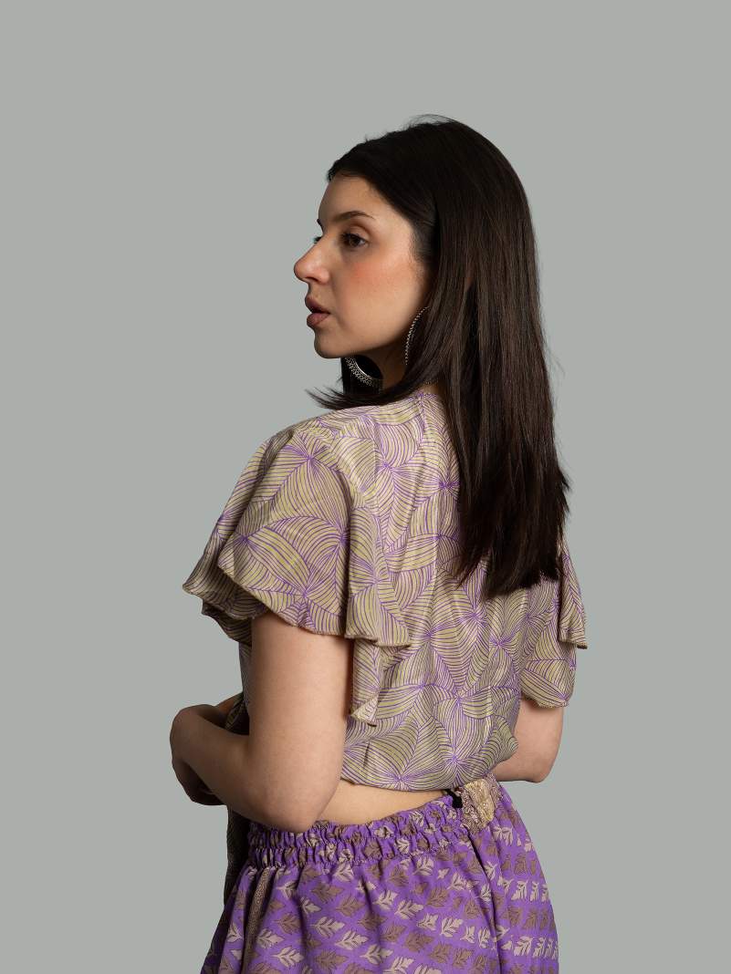 Wrap Top verde e viola – Bengala