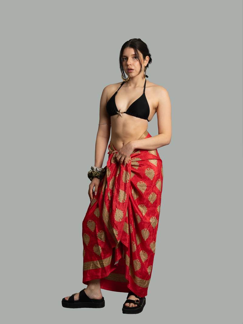Pareo rosso - Sari vintage