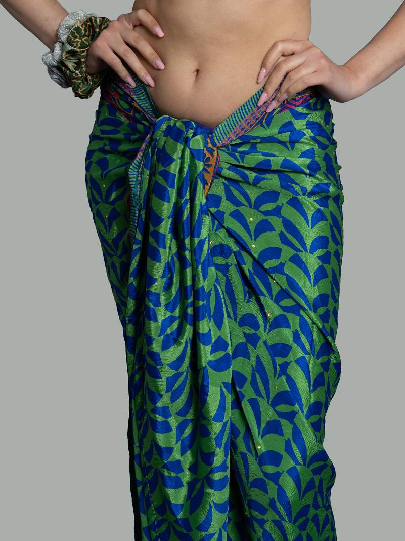 Pareo verde e blu - Sari vintage