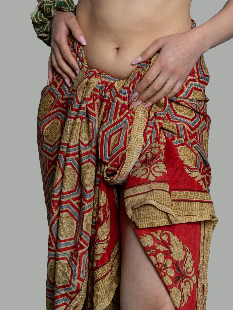Pareo rosso e giallo - Sari vintage