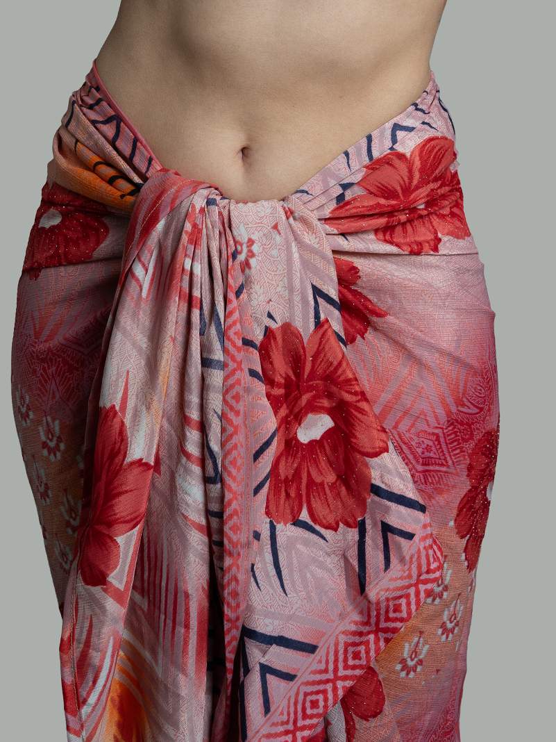 Pareo fiori rossi - Sari vintage